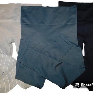 Blanqi Everyday Maternity Leggings 3 Pair Blue, Gray & Black